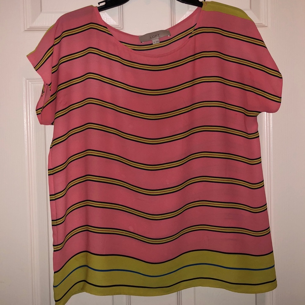 LOFT Summer Top Lime Green and Pink